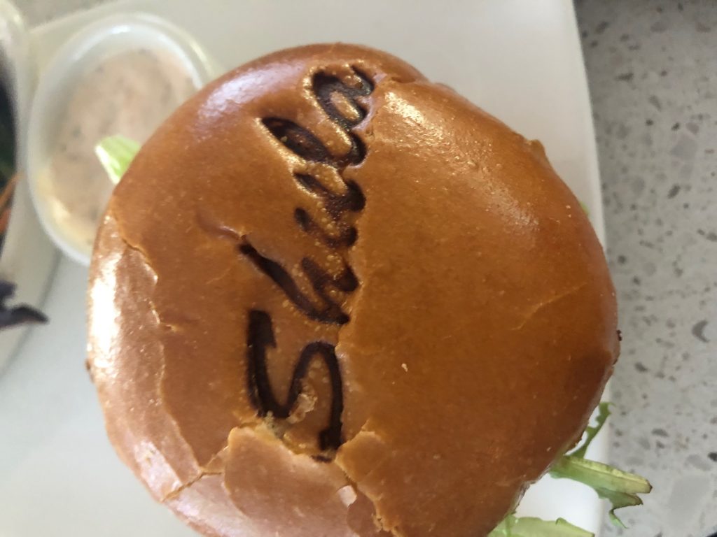 Logo branded on bun